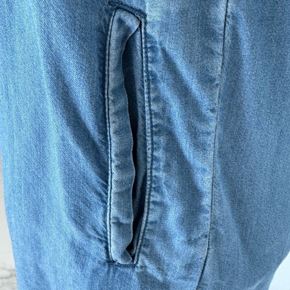 Thread & Supply Chambray Shirt Dress XS Blue Tab Sleeve Pocket Casual - Picture 4 of 6